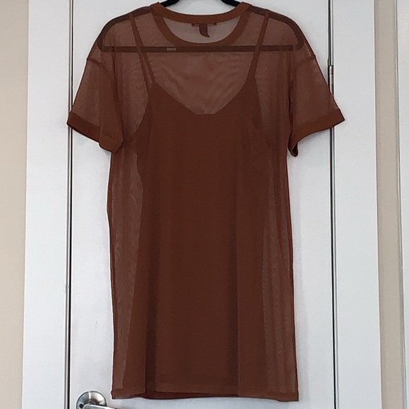 Forever 21 Layered Mesh Shirt Dress S - Picture 2 of 10